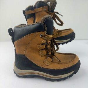 Timberland Youth CHILLBERG WATERPROOF Wheat Nubuck Boots Size 12 Zipper Fleece
